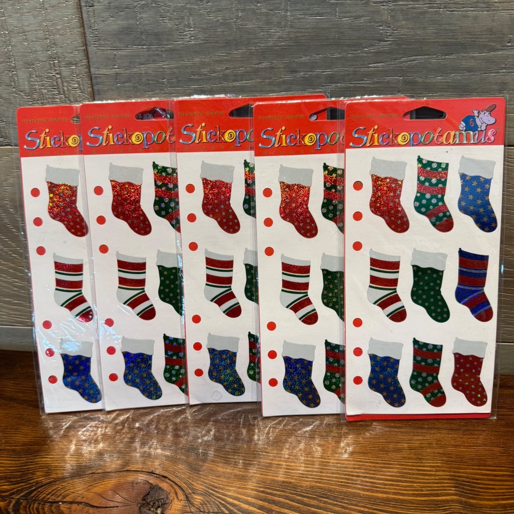 Stickopotamus Christmas Stocking Prismatic Sticker Sheets lot of 5 SP-CM-03 NEW